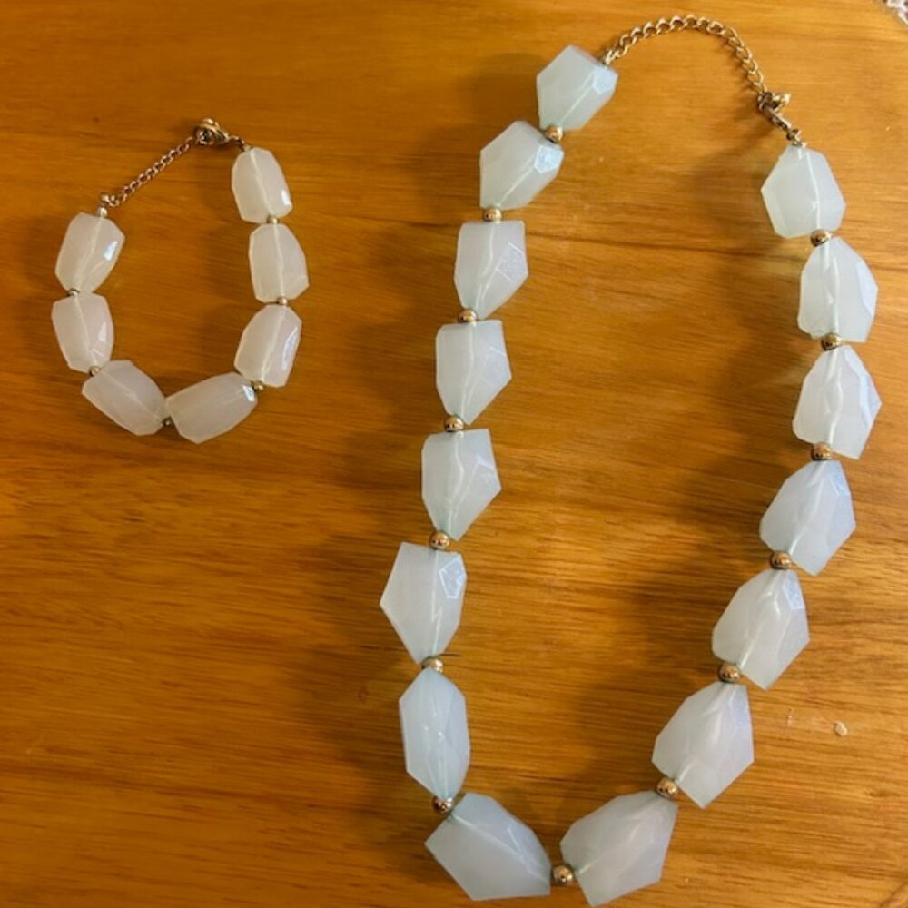Light Blue Beaded Jewelry Set